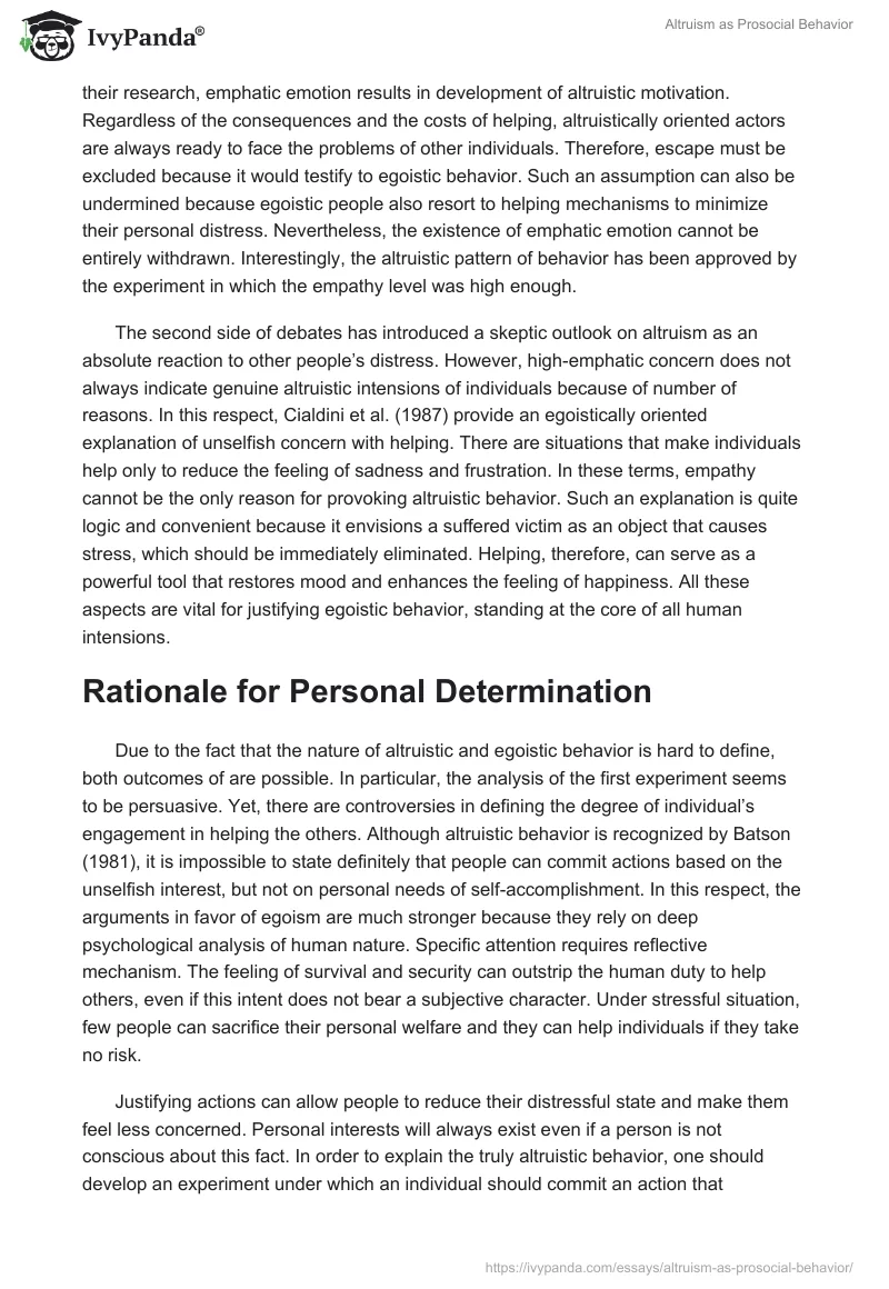 Altruism as Prosocial Behavior. Page 2