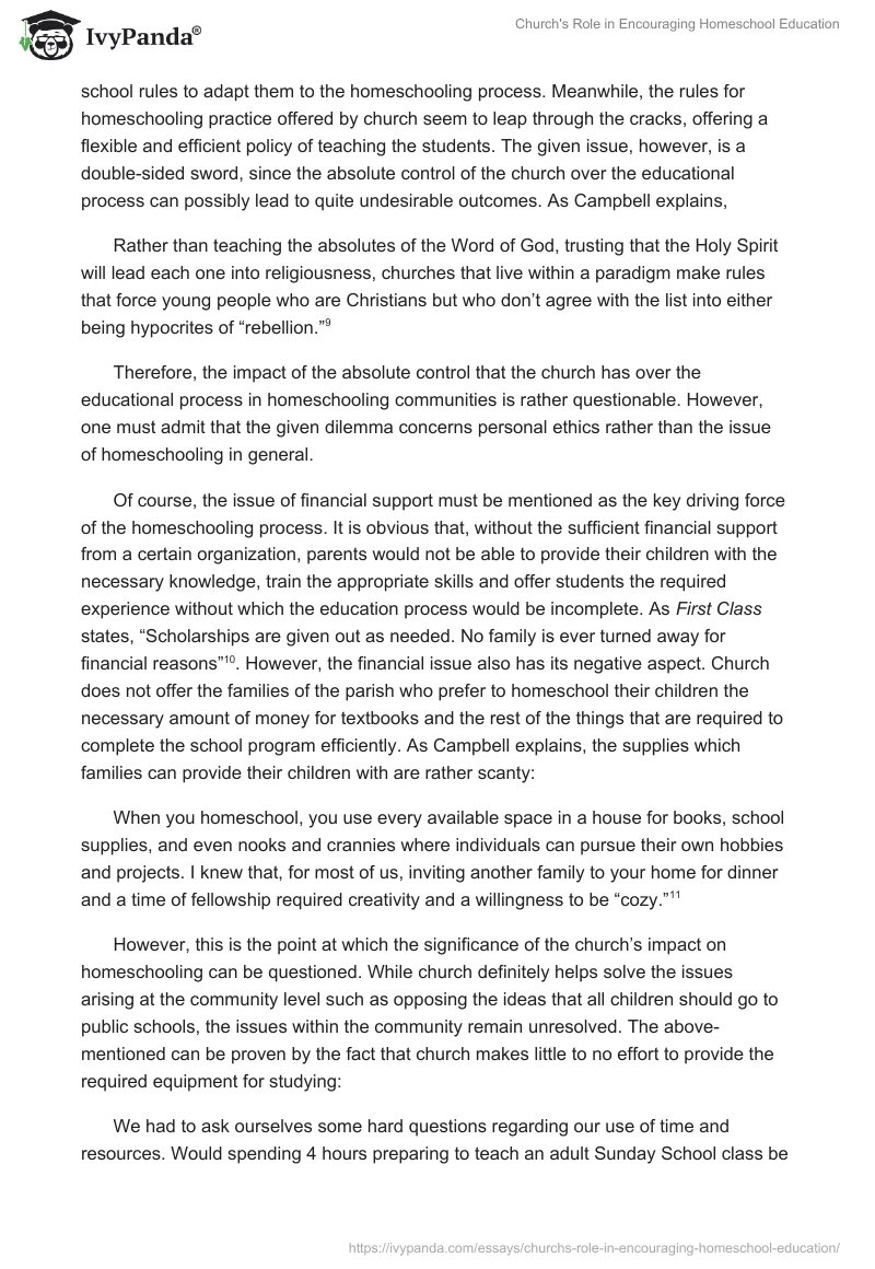 Church's Role in Encouraging Homeschool Education. Page 3