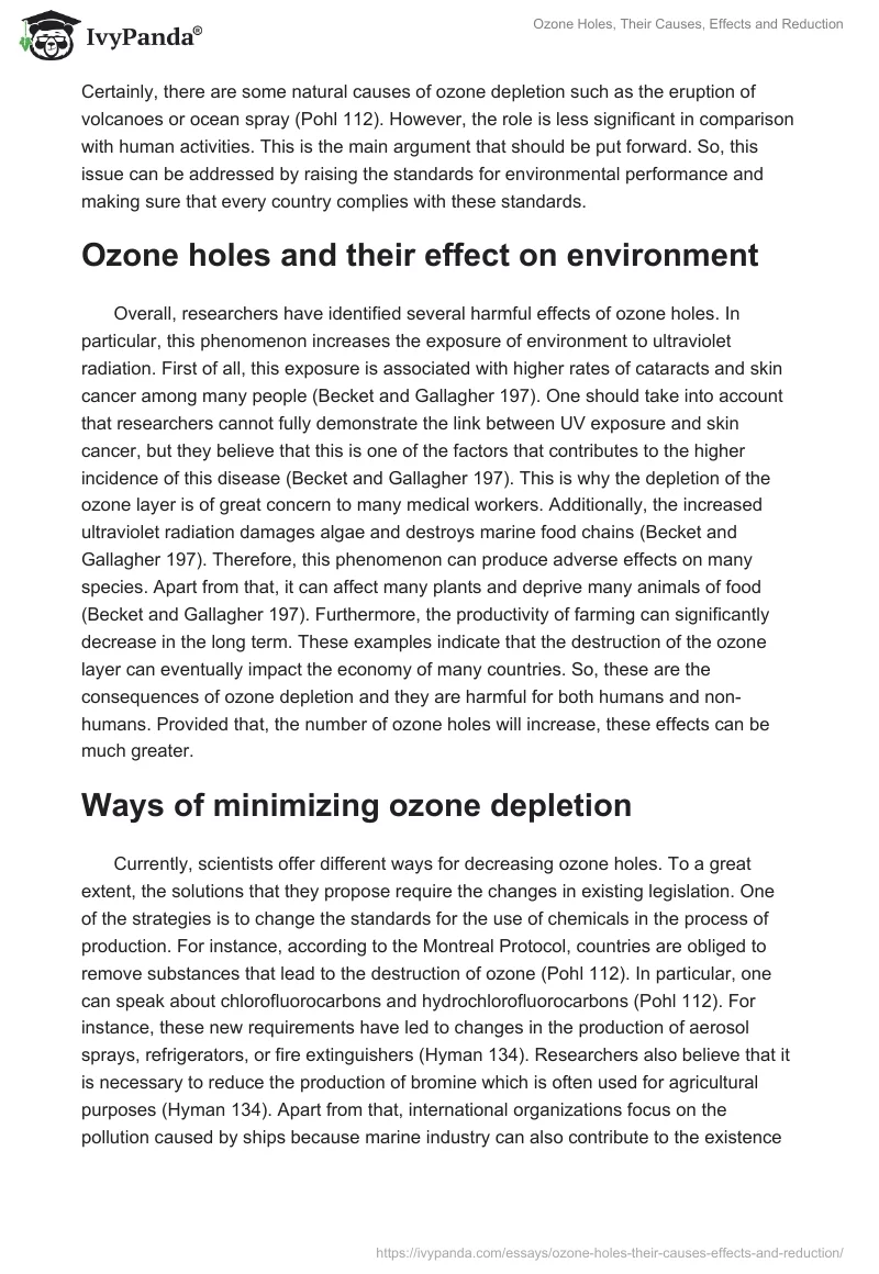 Ozone Holes, Their Causes, Effects and Reduction. Page 2