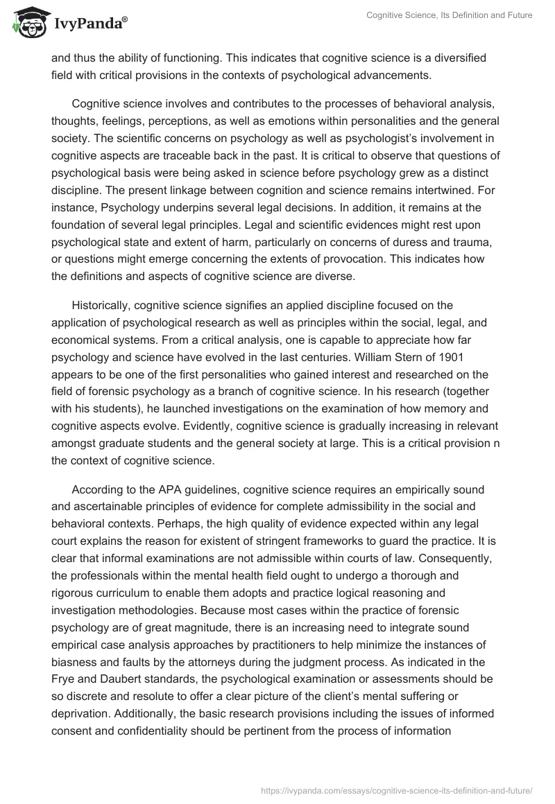 Cognitive Science, Its Definition and Future. Page 3