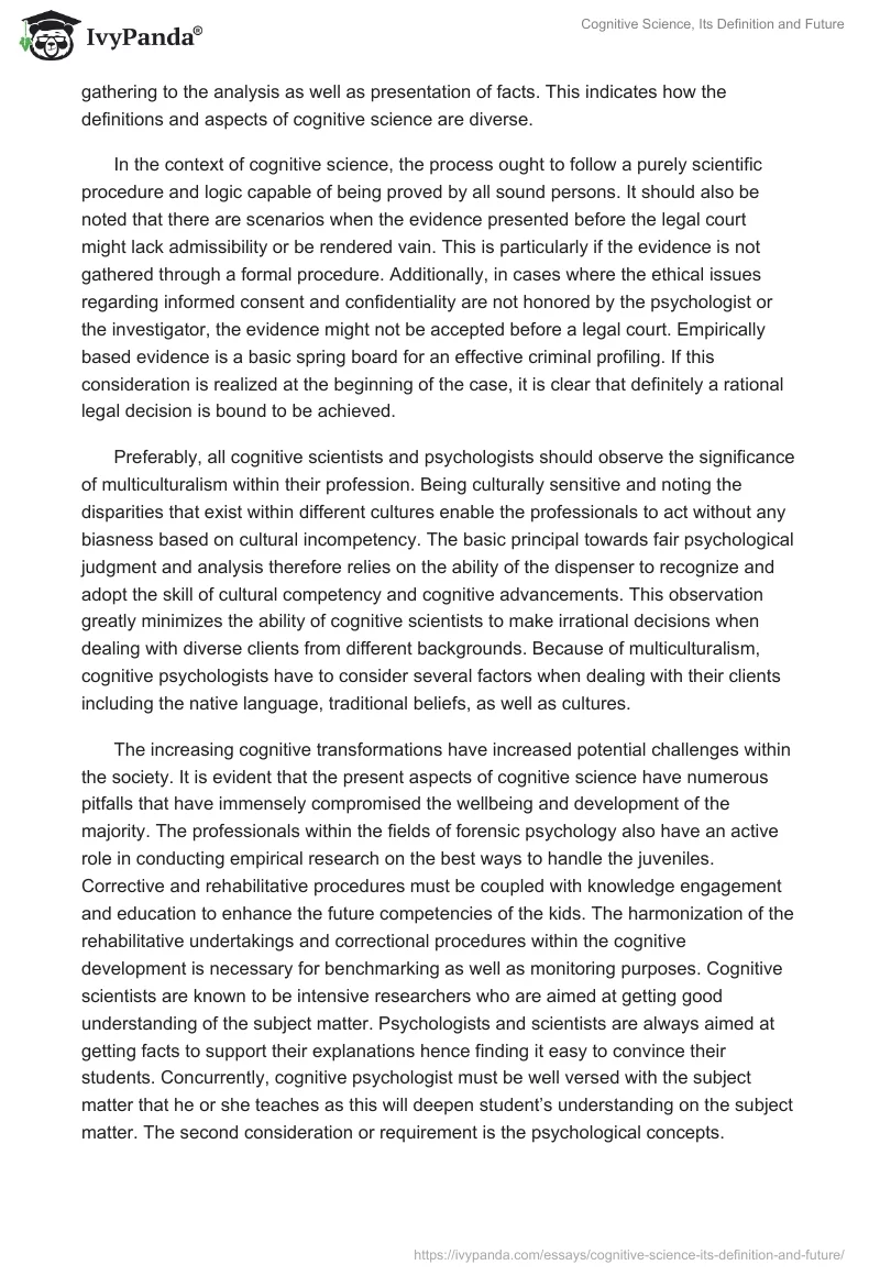 Cognitive Science, Its Definition and Future. Page 4