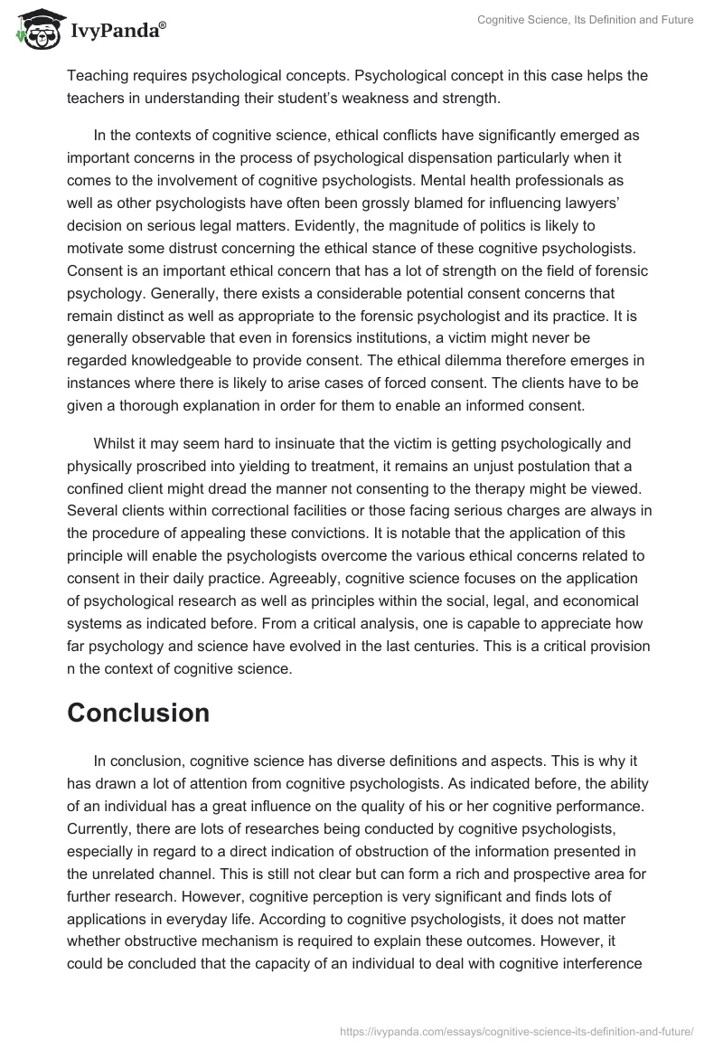 Cognitive Science, Its Definition and Future. Page 5