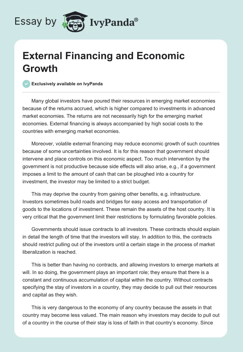External Financing and Economic Growth. Page 1