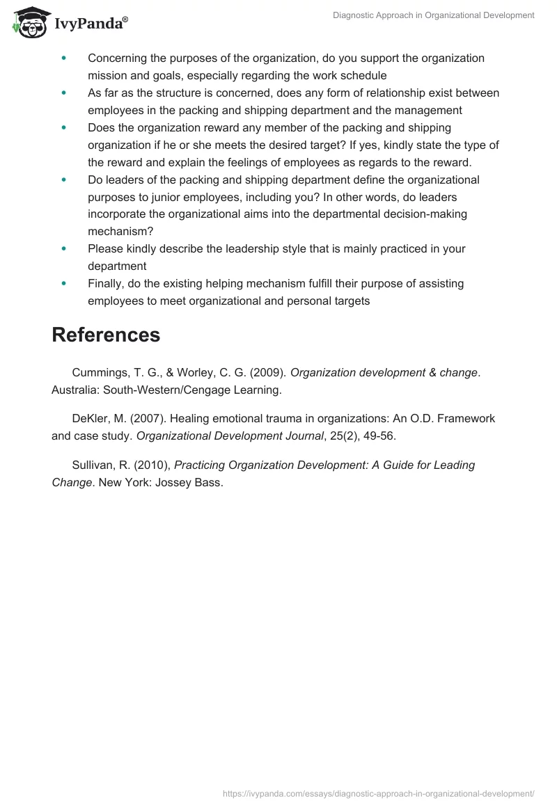 Diagnostic Approach in Organizational Development. Page 3