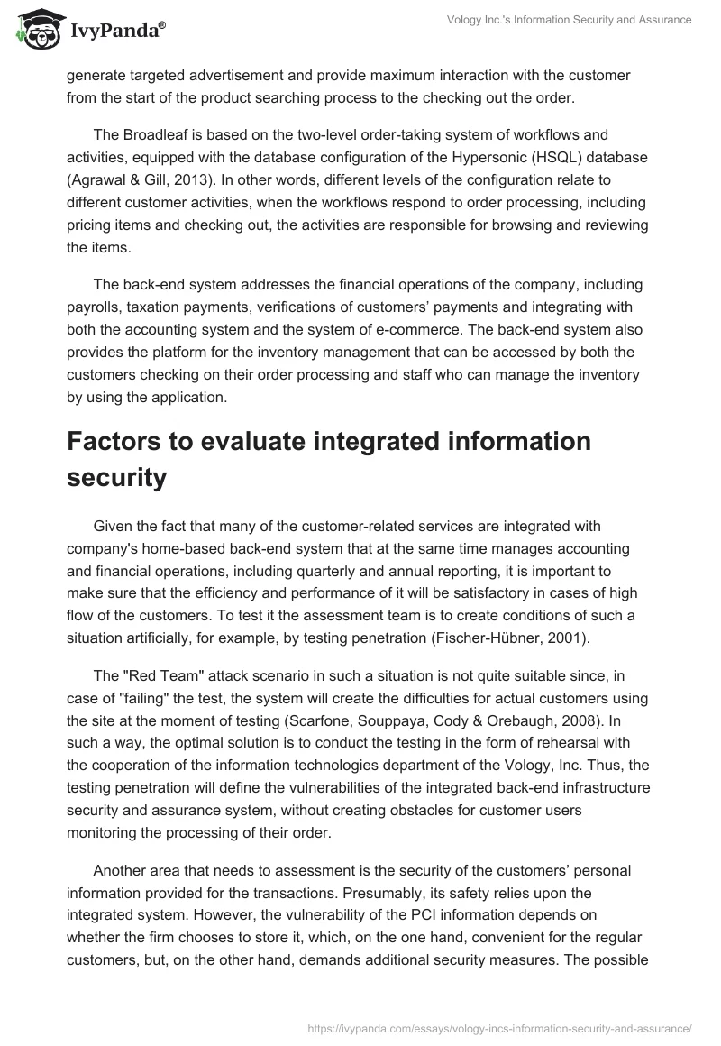 Vology Inc.'s Information Security and Assurance. Page 2