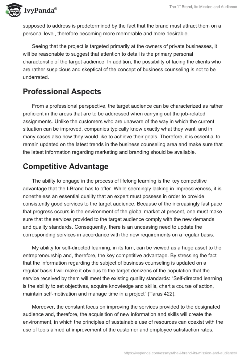 The “I” Brand, Its Mission and Audience. Page 2