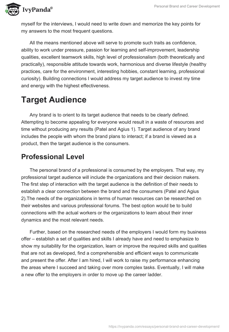 Personal Brand and Career Development. Page 3