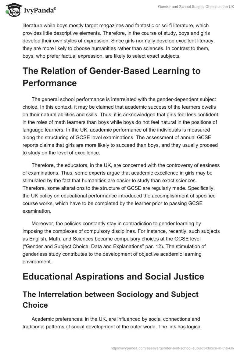 Gender and School Subject Choice in the UK. Page 5