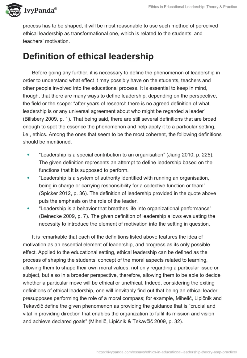 Ethics in Educational Leadership: Theory & Practice. Page 2