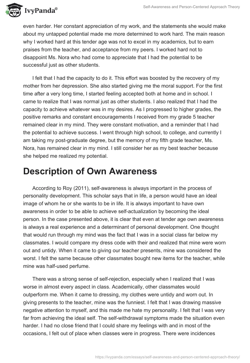 Self-Awareness and Person-Centered Approach Theory. Page 3
