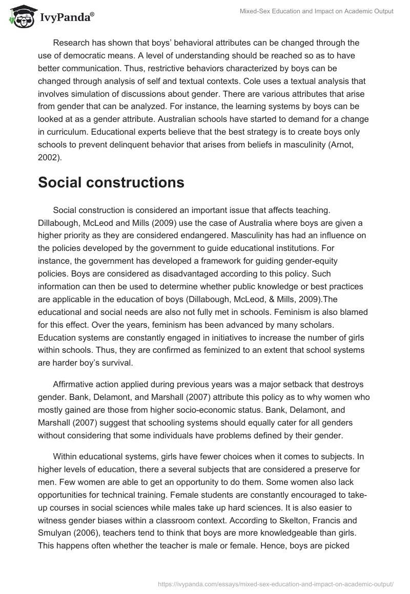 Mixed-Sex Education and Impact on Academic Output. Page 5