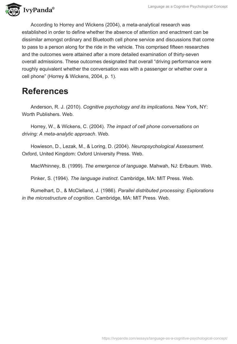 Language as a Cognitive Psychological Concept. Page 5