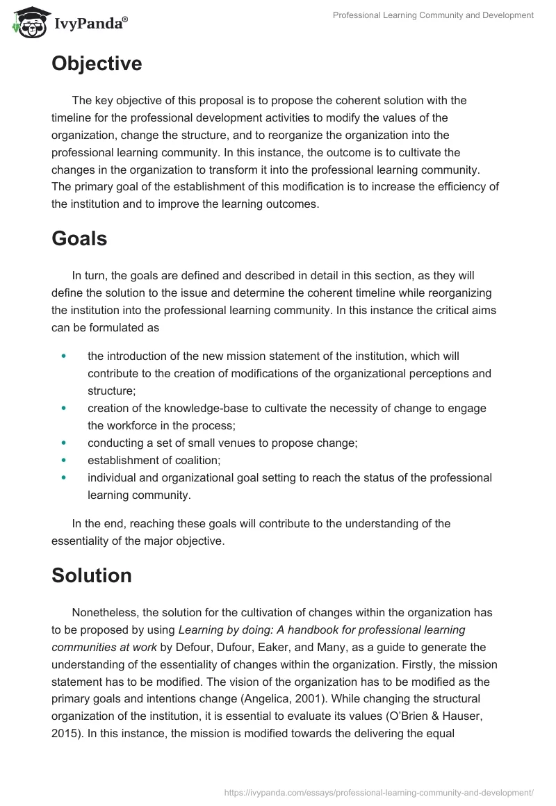 Professional Learning Community and Development. Page 2