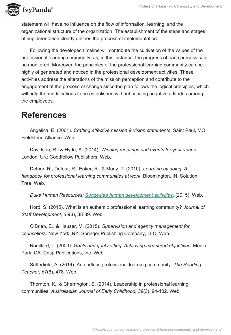 Professional Learning Community and Development. Page 5