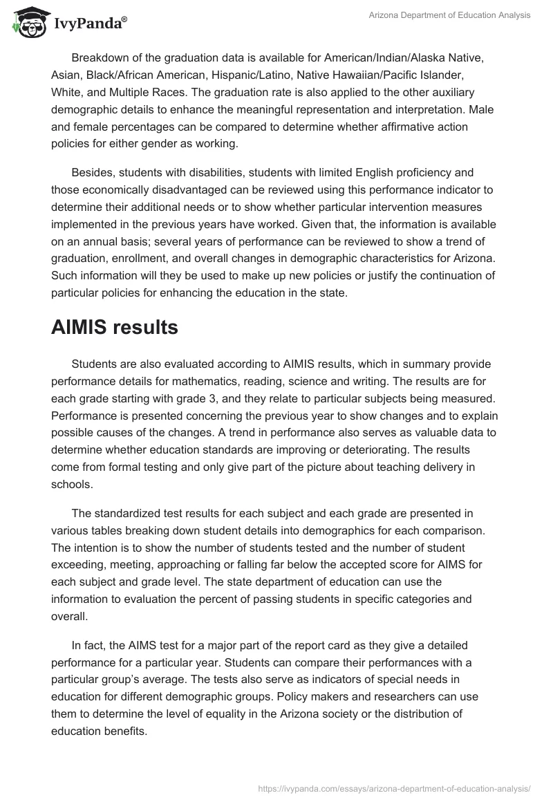 Arizona Department of Education Analysis. Page 3