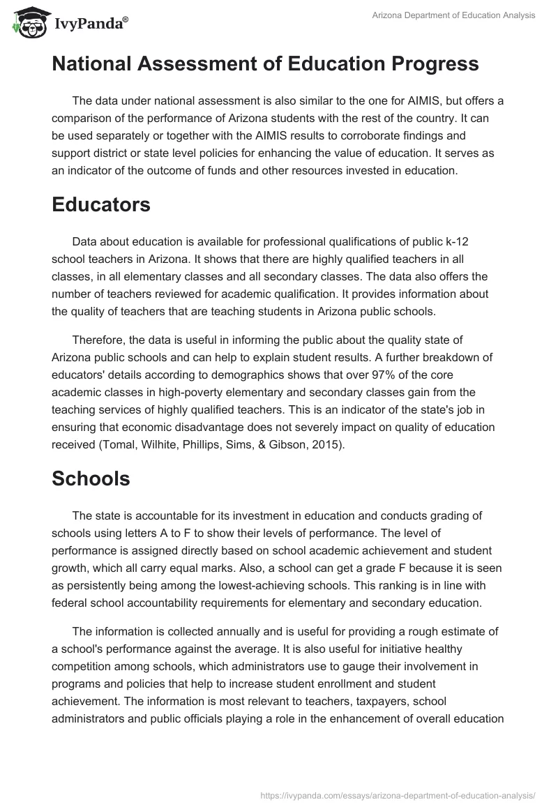 Arizona Department of Education Analysis. Page 4