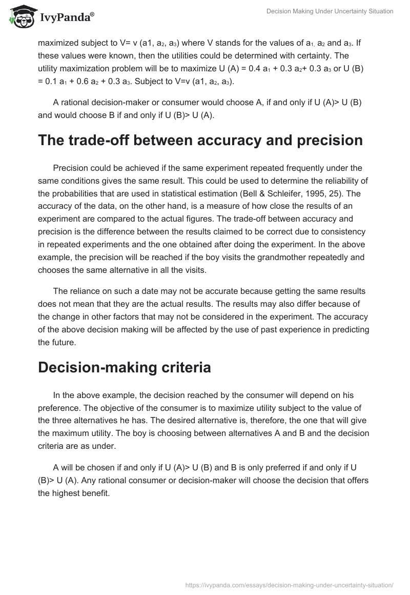 Decision Making Under Uncertainty Situation. Page 3