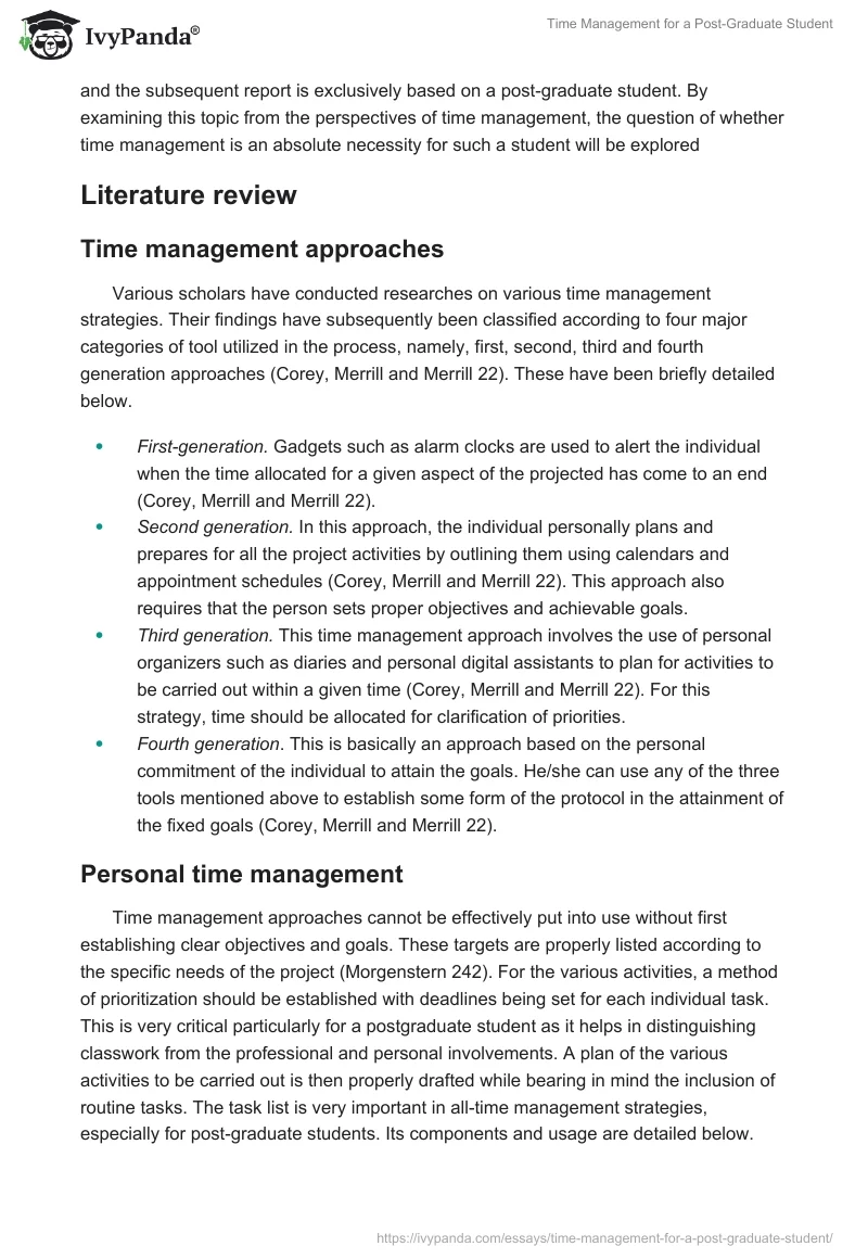 Time Management for a Post-Graduate Student. Page 3
