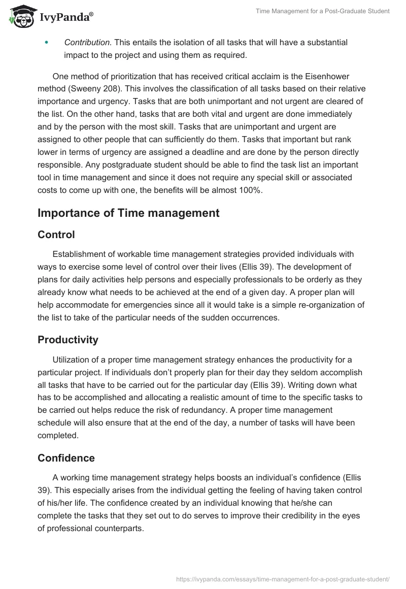 Time Management for a Post-Graduate Student. Page 5