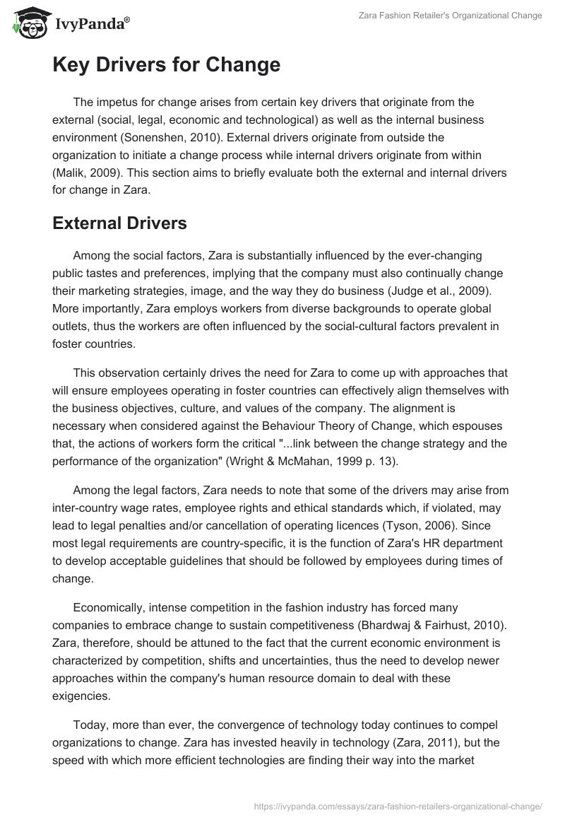 Zara Fashion Retailer's Organizational Change. Page 4