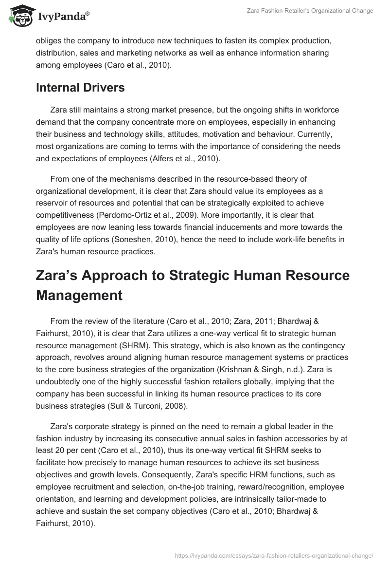 Zara Fashion Retailer's Organizational Change. Page 5