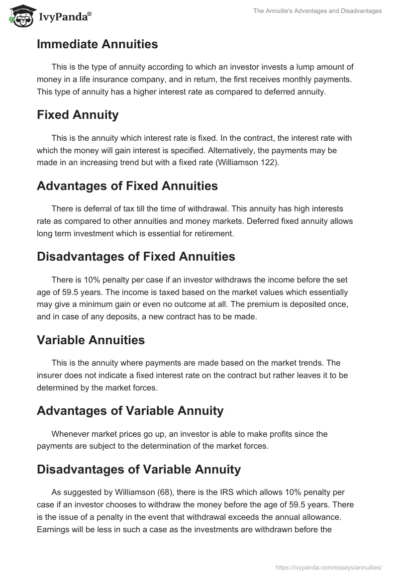 The Annuitie's Advantages and Disadvantages. Page 2