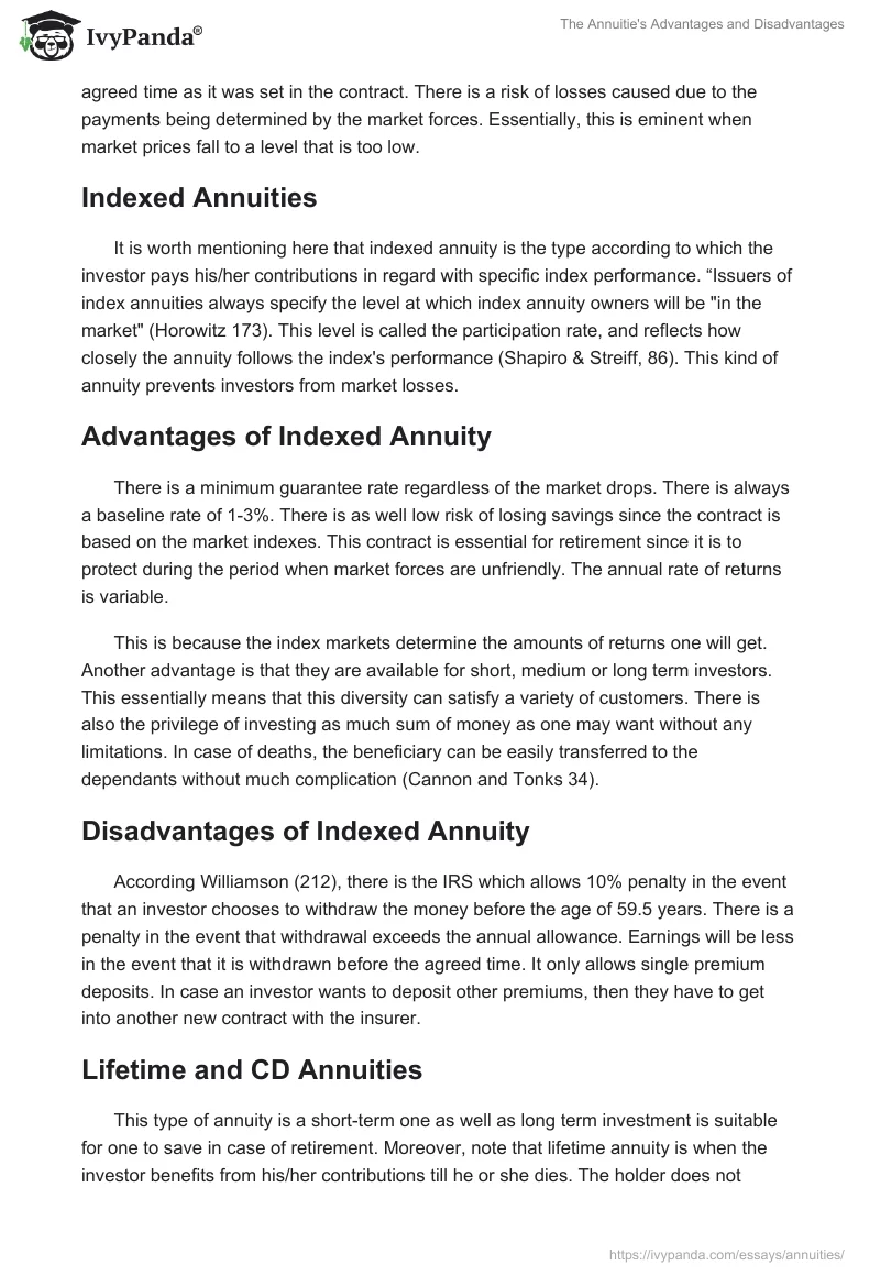 The Annuitie's Advantages and Disadvantages. Page 3