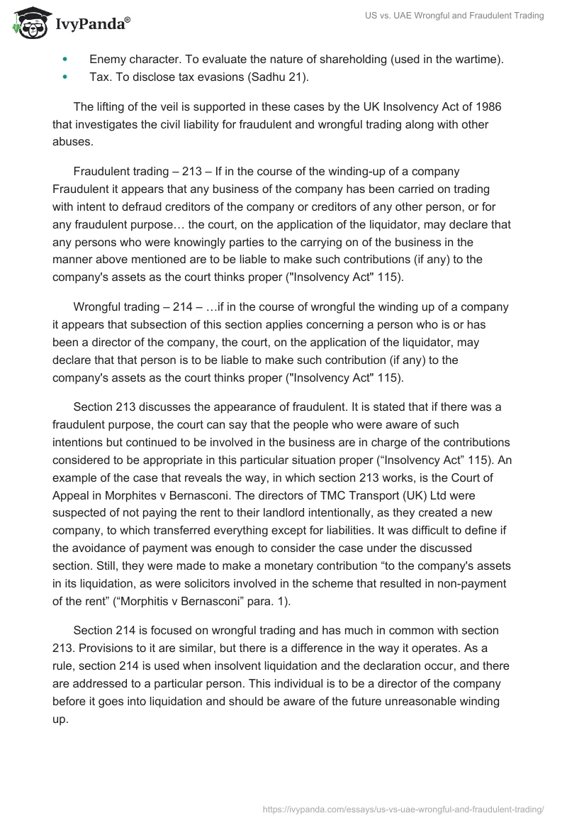 US vs. UAE Wrongful and Fraudulent Trading. Page 2