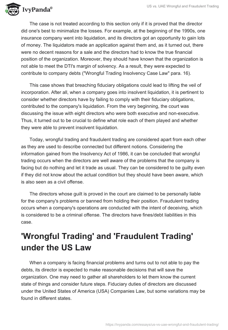 US vs. UAE Wrongful and Fraudulent Trading. Page 3