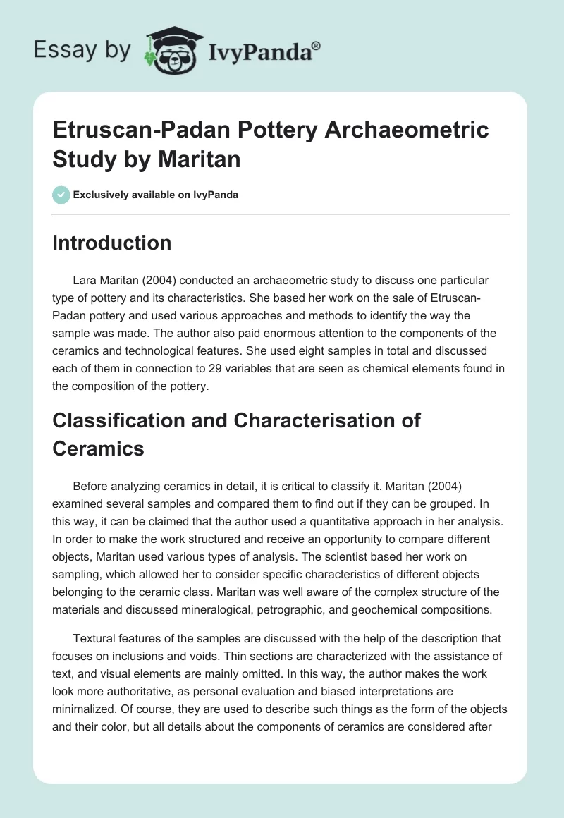 Etruscan-Padan Pottery Archaeometric Study by Maritan. Page 1
