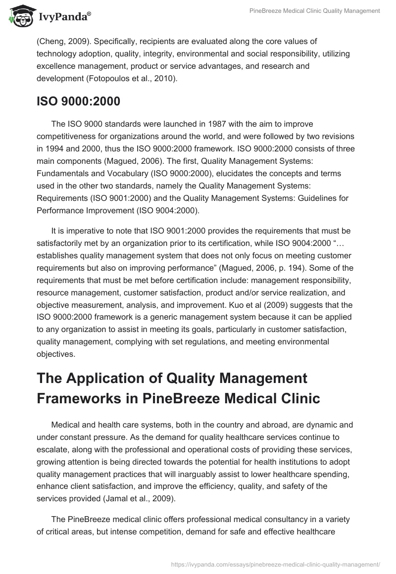 PineBreeze Medical Clinic Quality Management. Page 4