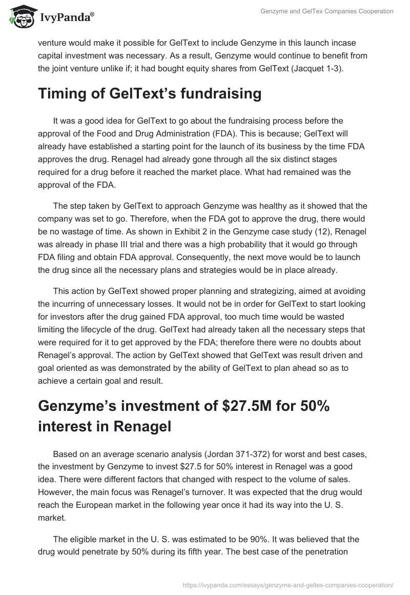 Genzyme and GelTex Companies Cooperation. Page 2