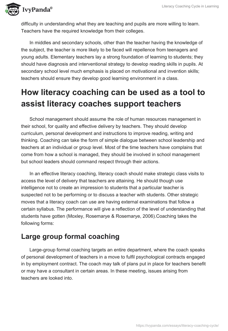 Literacy Coaching Cycle in Learning. Page 2