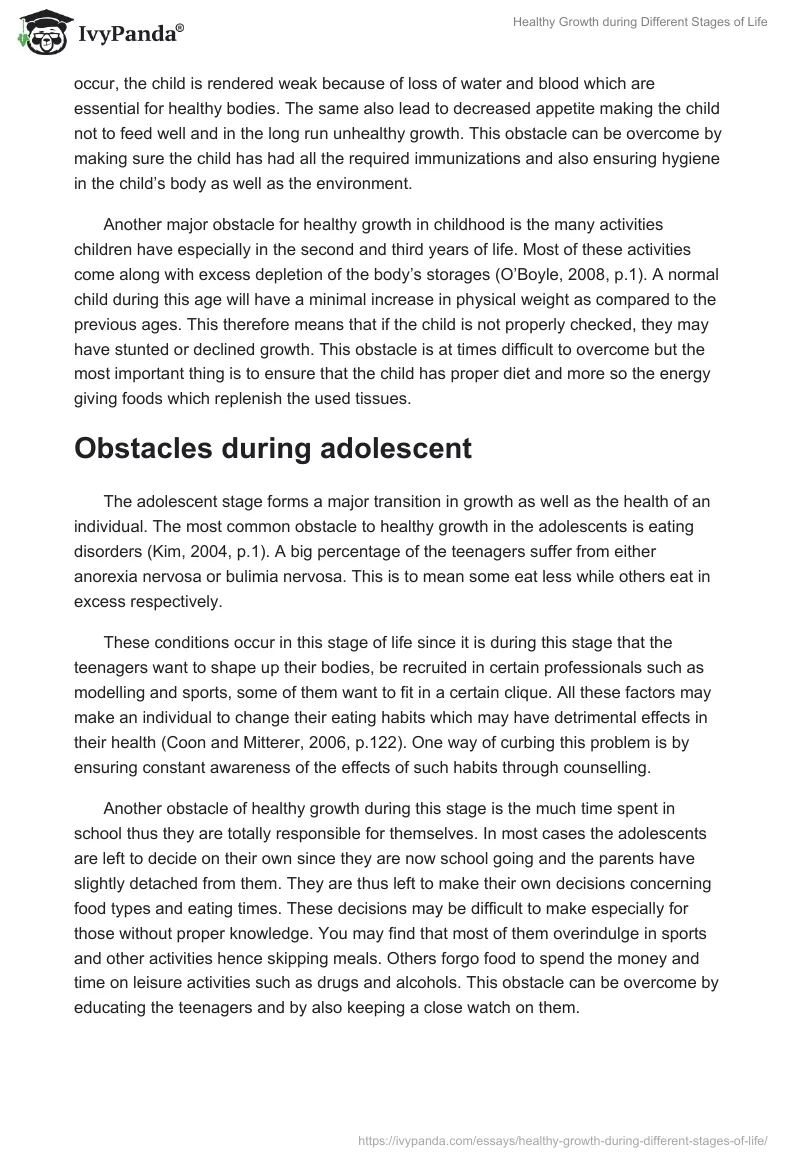 Healthy Growth during Different Stages of Life. Page 2