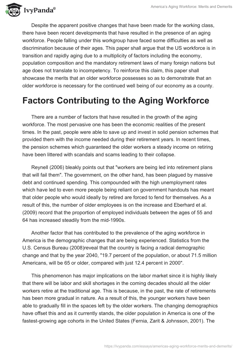 America’s Aging Workforce: Merits and Demerits. Page 2