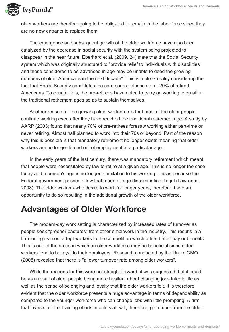 America’s Aging Workforce: Merits and Demerits. Page 3