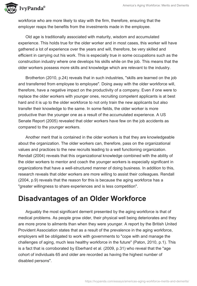 America’s Aging Workforce: Merits and Demerits. Page 4