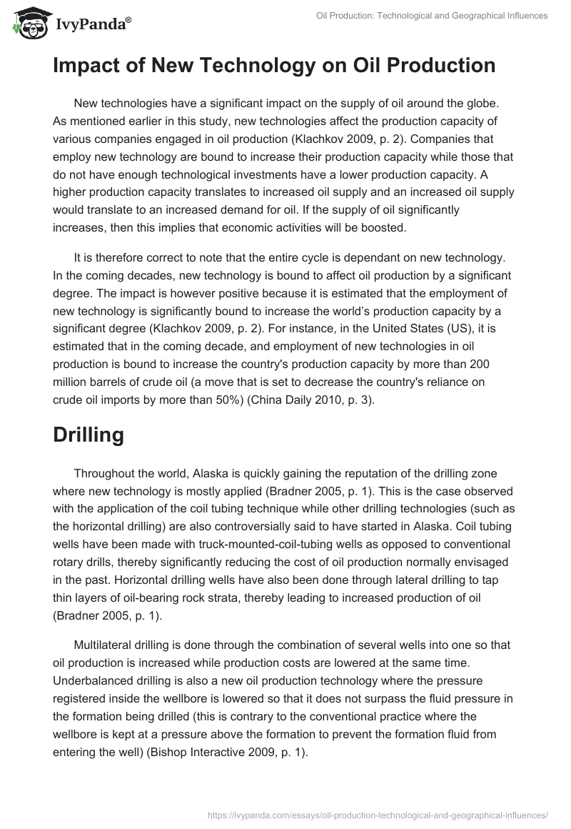 Oil Production: Technological and Geographical Influences. Page 3