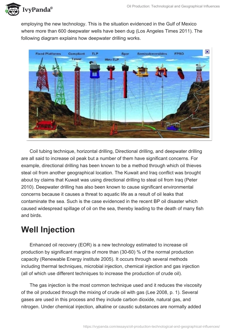 Oil Production: Technological and Geographical Influences. Page 5