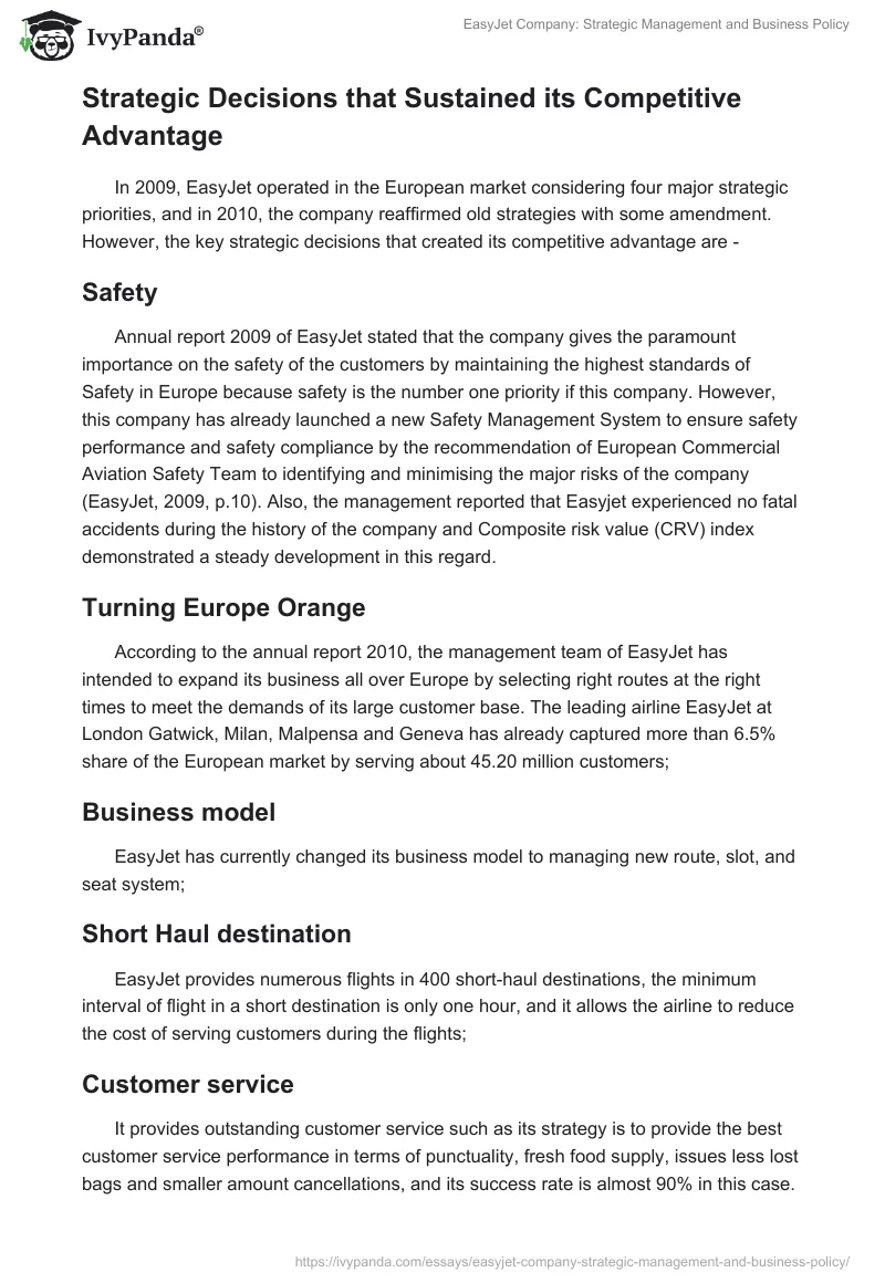 EasyJet Company: Strategic Management and Business Policy. Page 5