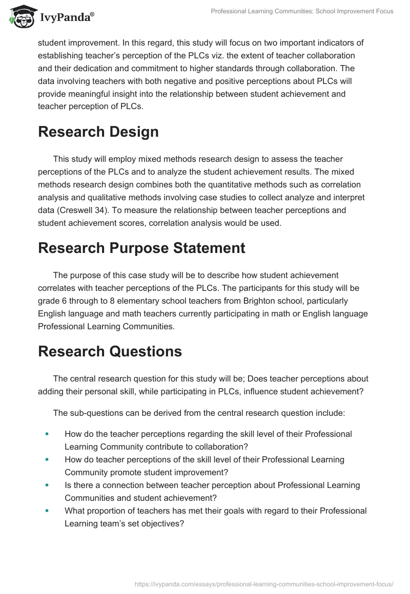 Professional Learning Communities: School Improvement Focus. Page 4