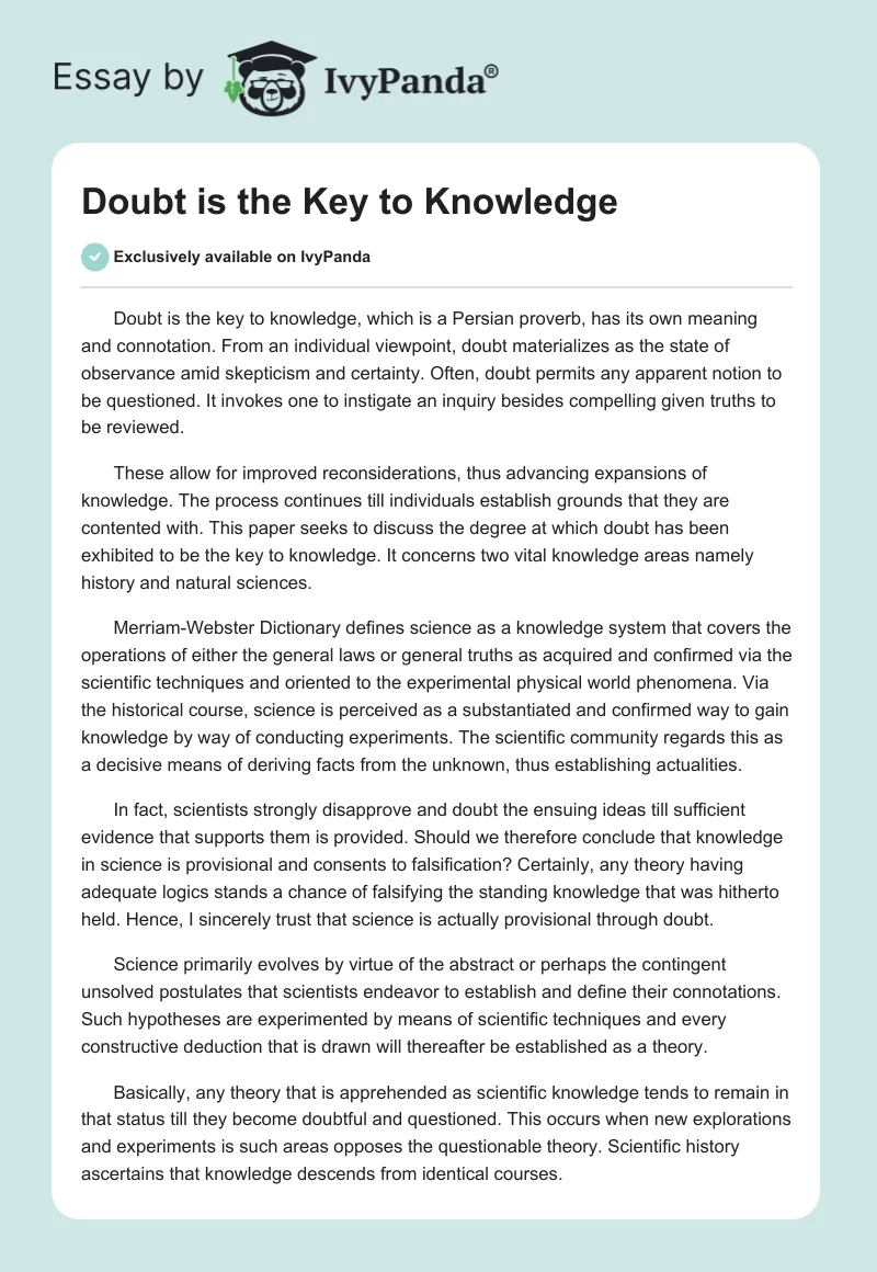 Doubt is the Key to Knowledge. Page 1