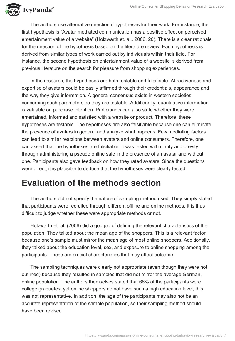 Online Consumer Shopping Behavior Research Evaluation. Page 3