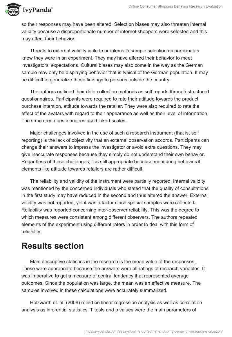 Online Consumer Shopping Behavior Research Evaluation. Page 5