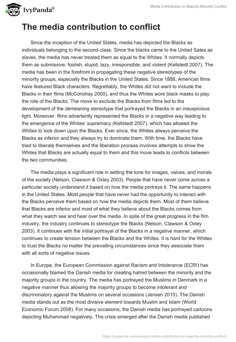 Media Contribution to Majority-Minority Conflict. Page 3