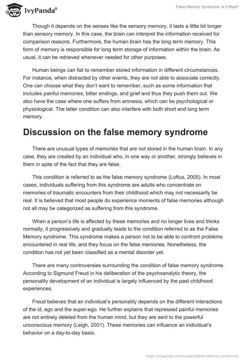 False Memory Syndrome: Is It Real?. Page 2
