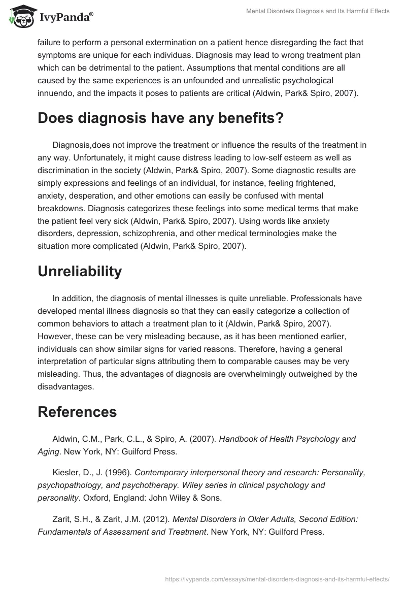 Mental Disorders Diagnosis and Its Harmful Effects. Page 2