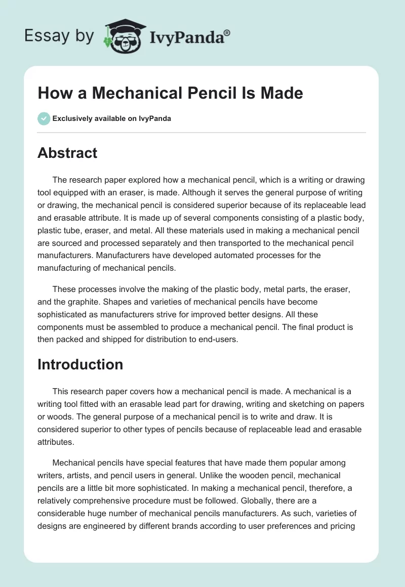 How a Mechanical Pencil Is Made. Page 1