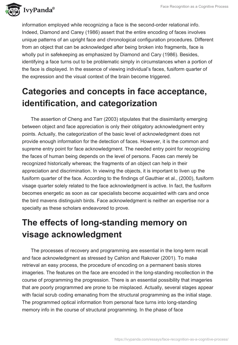 Face Recognition as a Cognitive Process. Page 2