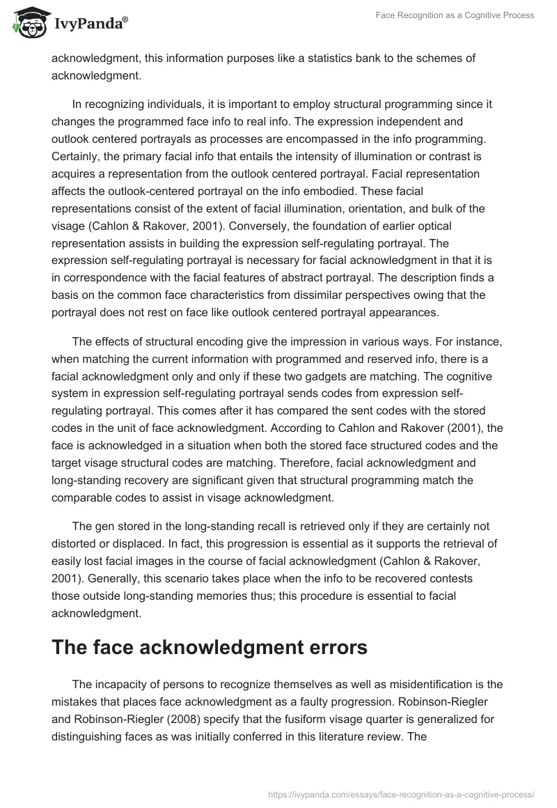 Face Recognition as a Cognitive Process. Page 3